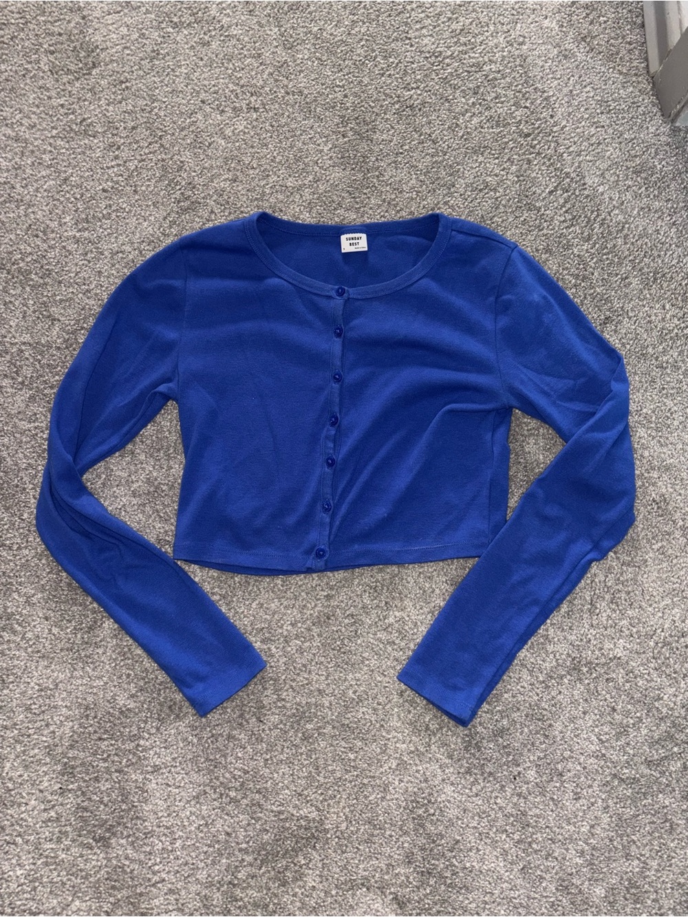 Aritzia-Size SMALL-Sunday Best 57% Cotton Blue Cardigan Crop Top